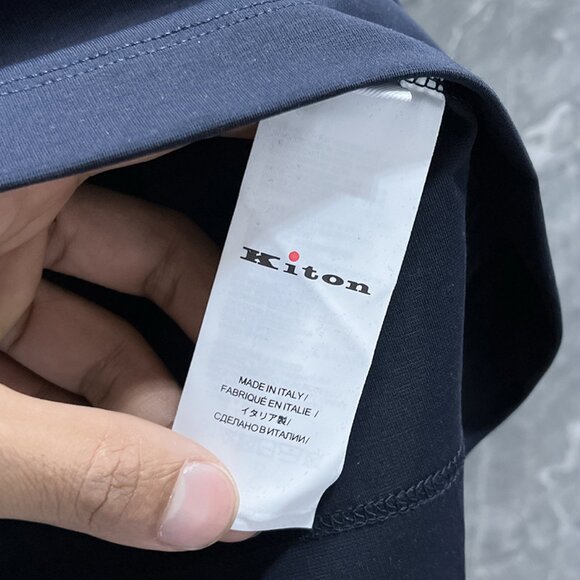 Kiton Navy Blue Contrast Polo Shirt - Picture 8 of 9